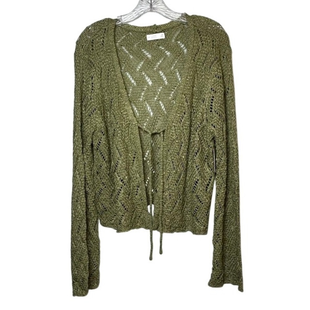NWT LC Lauren Conrad Sage Green Open Front Knit Cardigan Sweater XL
